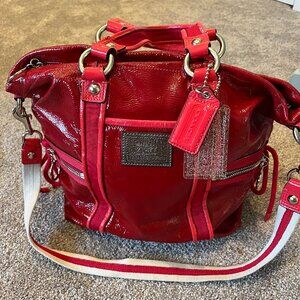 Coach Poppy red patent leather bag